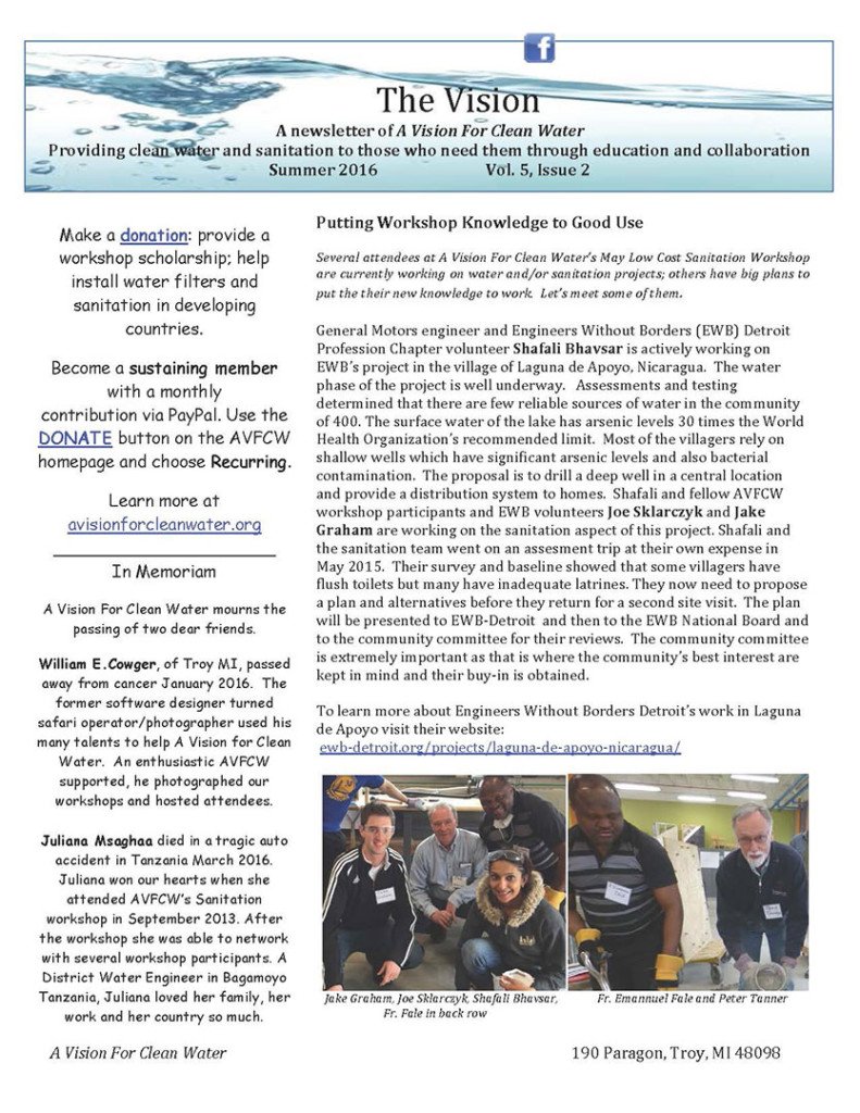 AVFCW Newsletter - Summer 2016